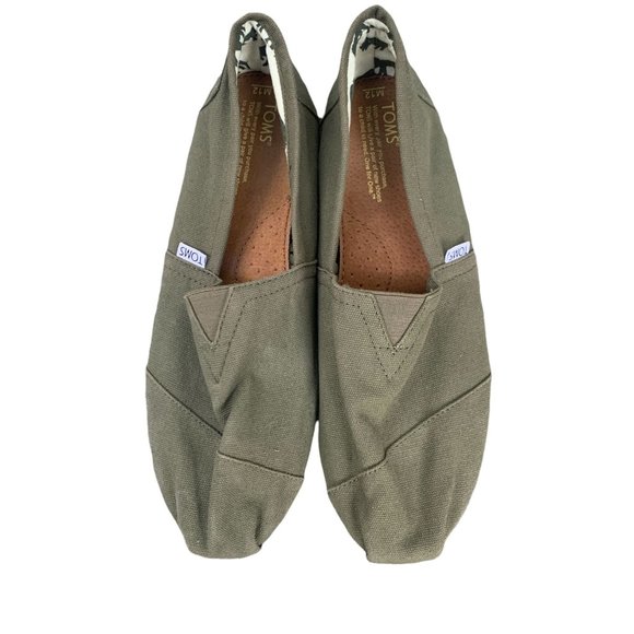 TOMS Men's Alpargata Cotton Canvas Classic Slip On in Olive Green Size 12 - Picture 1 of 11